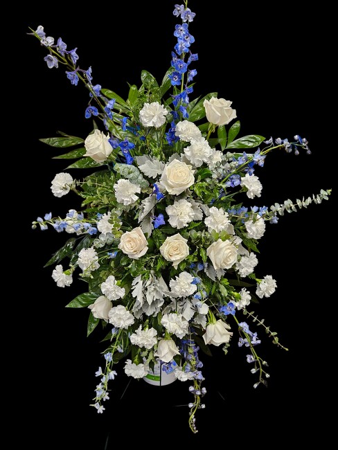 Heavenly Blue & White Tribute from Verzaals Florist and Events in Wilmington, NC Heavenly Blue & White Tribute from Verzaals Florist and Events in Wilmington, NC