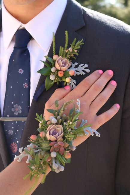 Custom Matching Corsage And Boutonniere set from Verzaals Florist and Events in Wilmington, NC